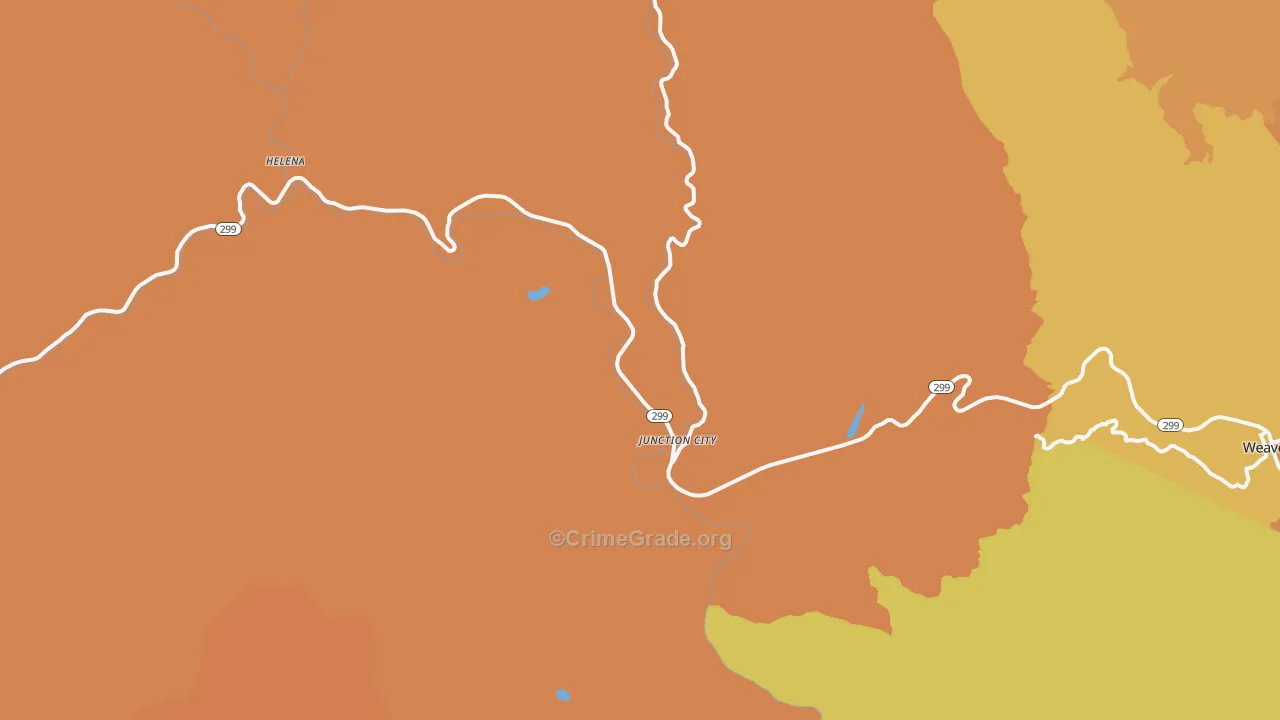 Junction City, CA Map of Murder Rates