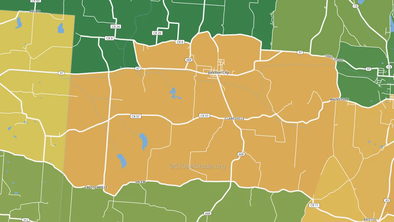Junction City, OH Map of Murder Rates