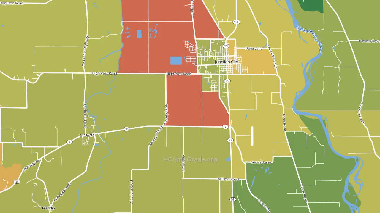 Junction City, OR Map of Murder Rates