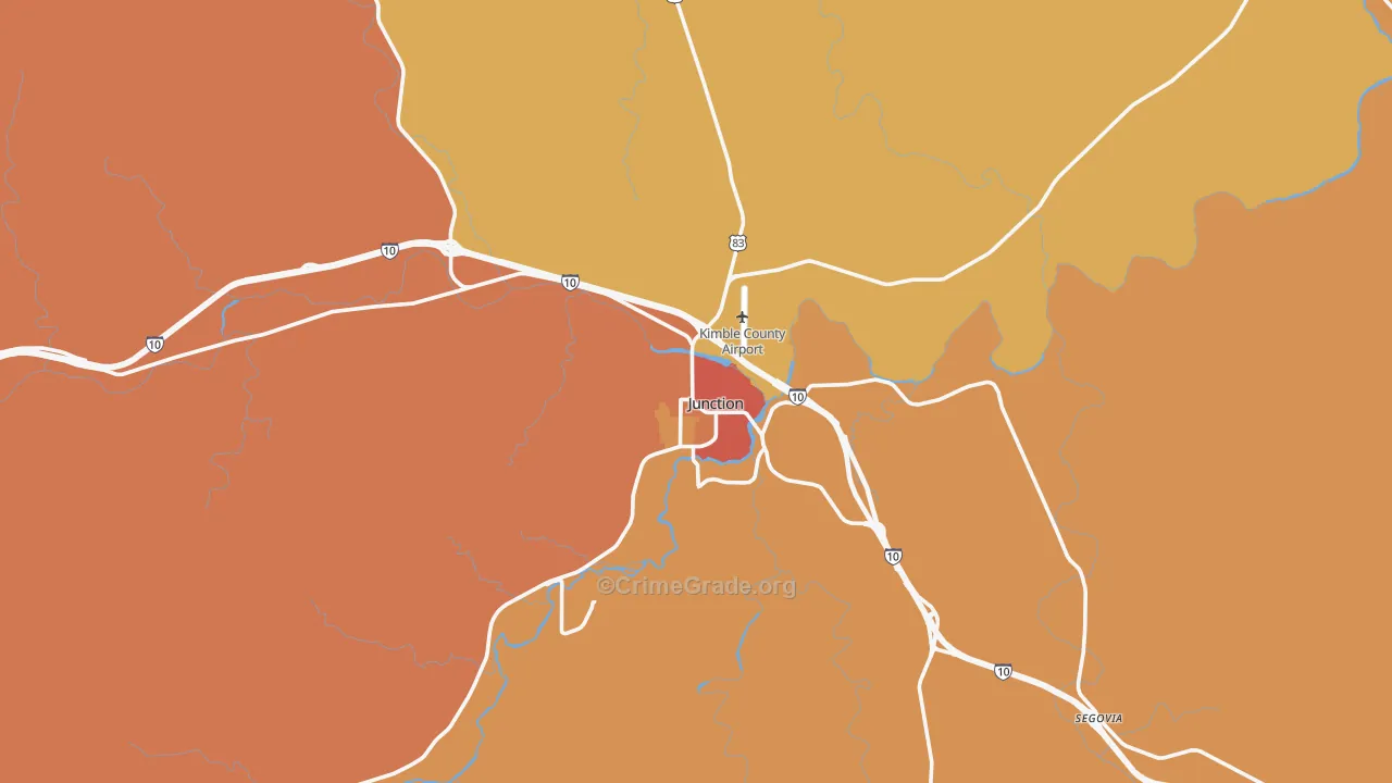 Junction, TX Map of Murder Rates