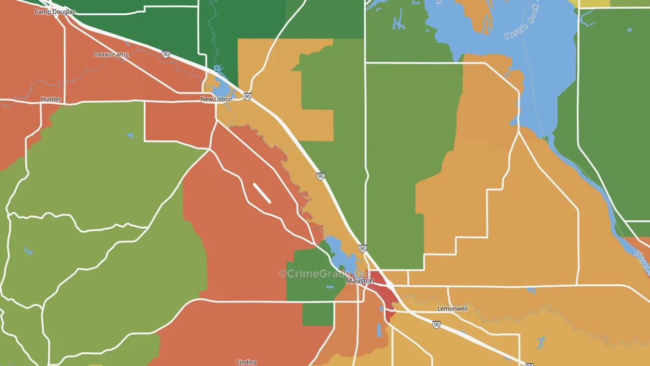 Juneau County, WI Map of Murder Rates