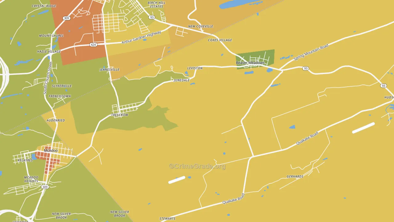 Junedale, PA Map of Murder Rates
