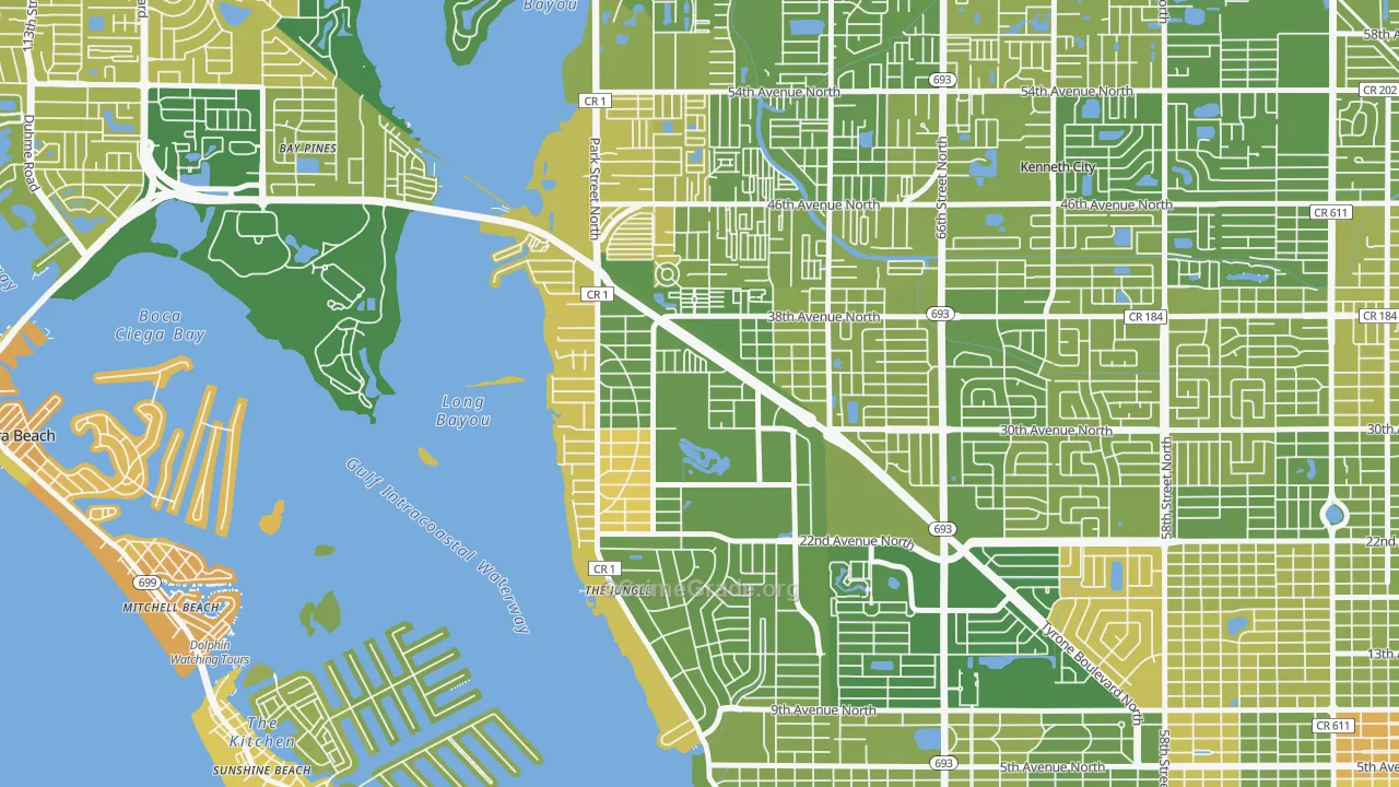 Jungle Terrace, St. Petersburg, FL Map of Murder Rates
