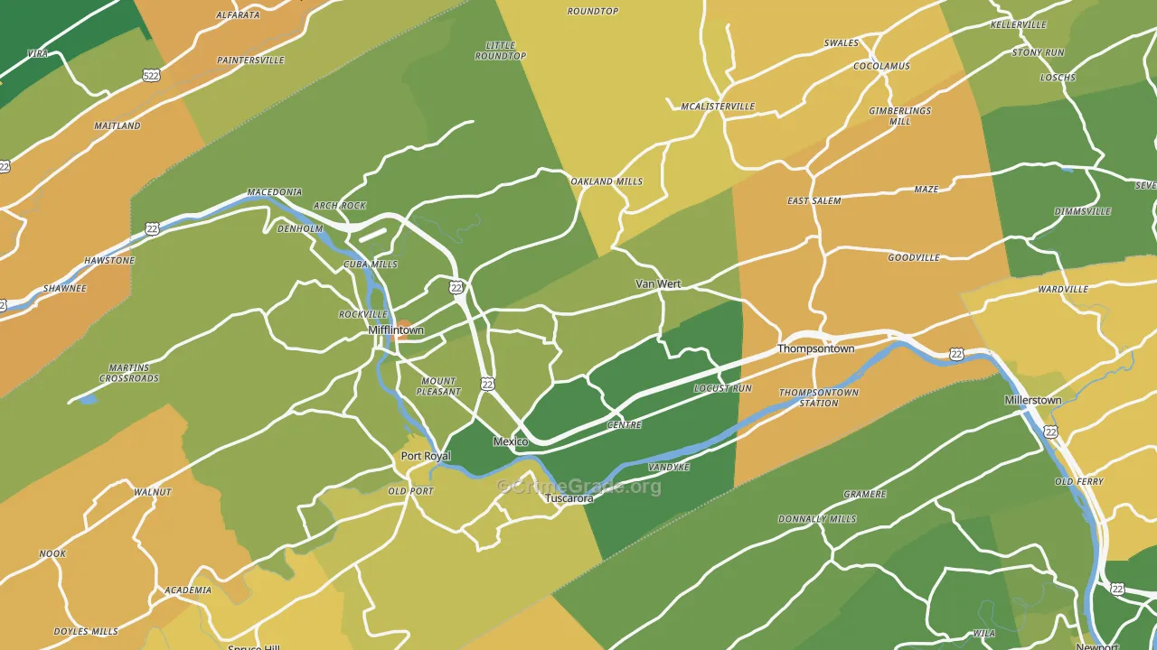 Juniata County, PA Map of Murder Rates