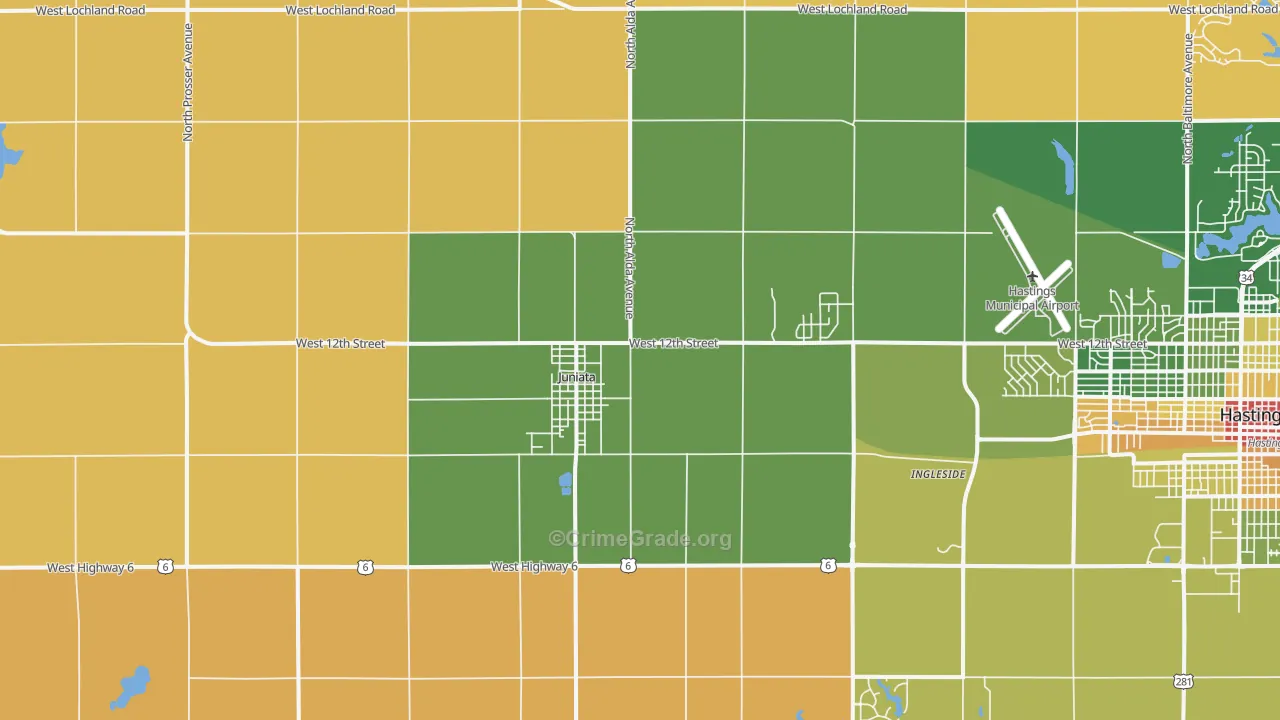 Juniata, NE Map of Murder Rates