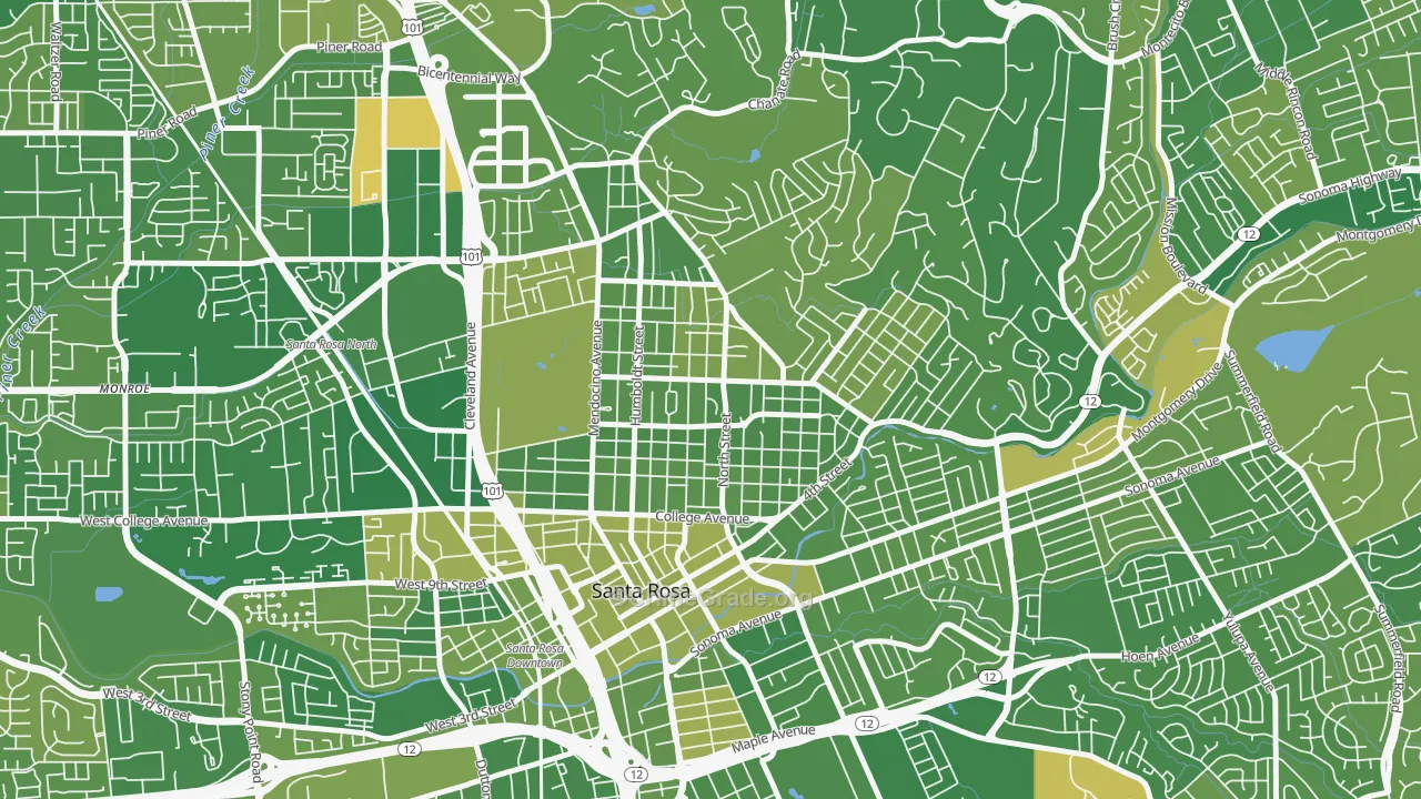 Junior College Neighborhood Assc., Santa Rosa, CA Map of Murder Rates