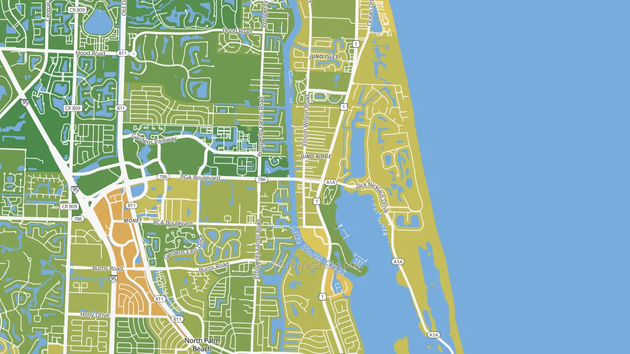 Juno Ridge, FL Map of Murder Rates