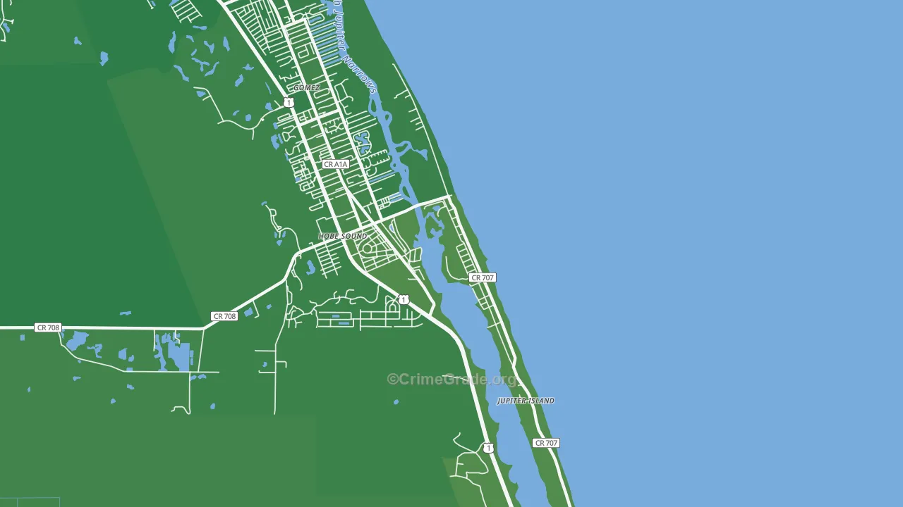 Jupiter Island, FL Map of Murder Rates