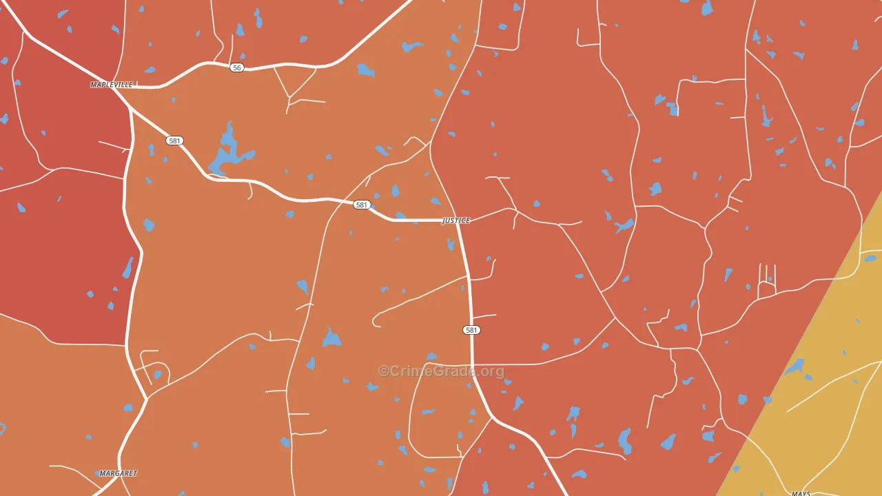 Justice, NC Map of Murder Rates