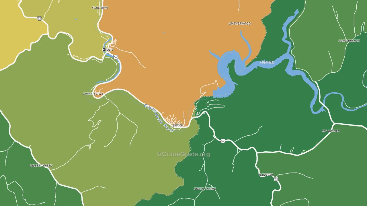 Justice, WV Map of Murder Rates