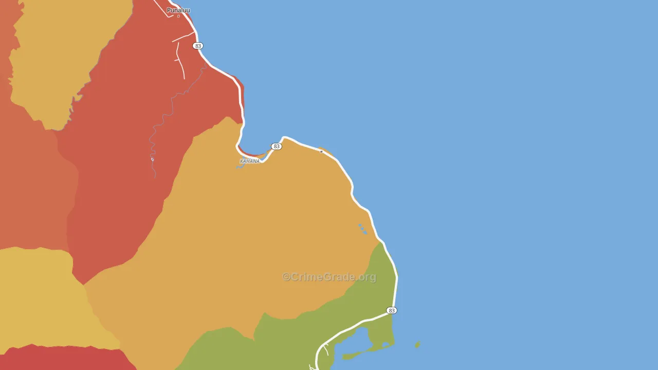 Kaaawa, HI Map of Murder Rates