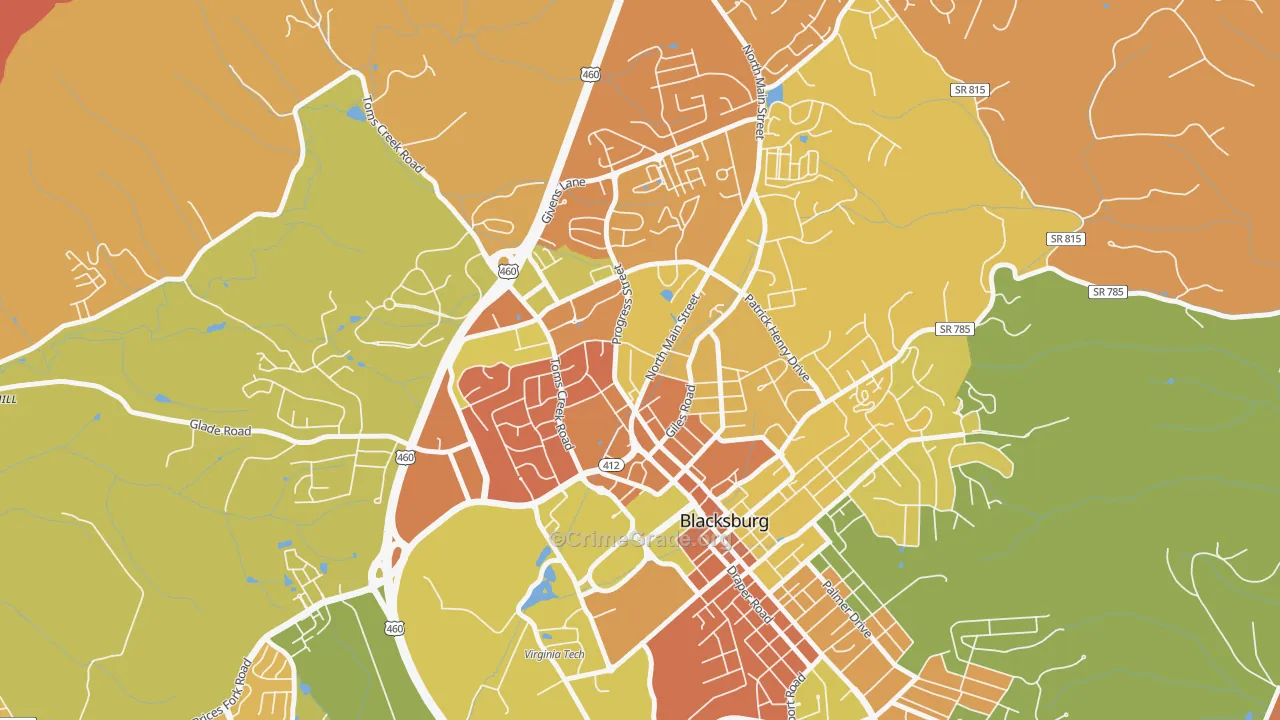Kabrich Crescent, Blacksburg, VA Map of Murder Rates