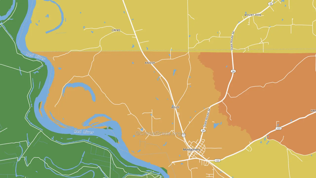Kadesh, LA Map of Murder Rates