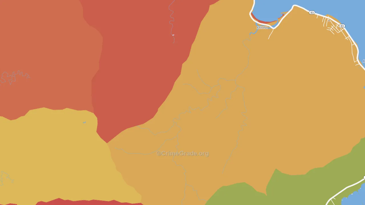 Kahana, HI Map of Murder Rates