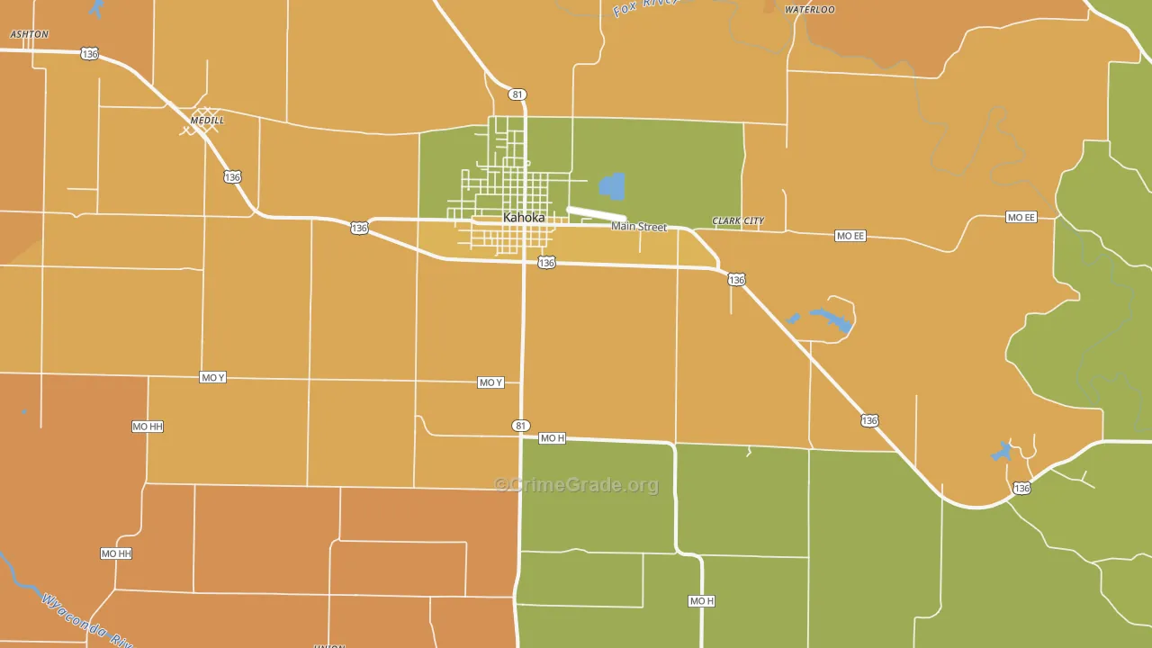 Kahoka, MO Map of Murder Rates
