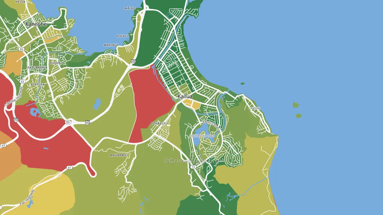 Kailua, HI Map of Murder Rates