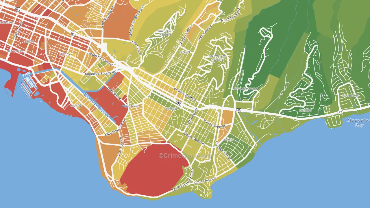 Kaimuki, Honolulu, HI Map of Murder Rates