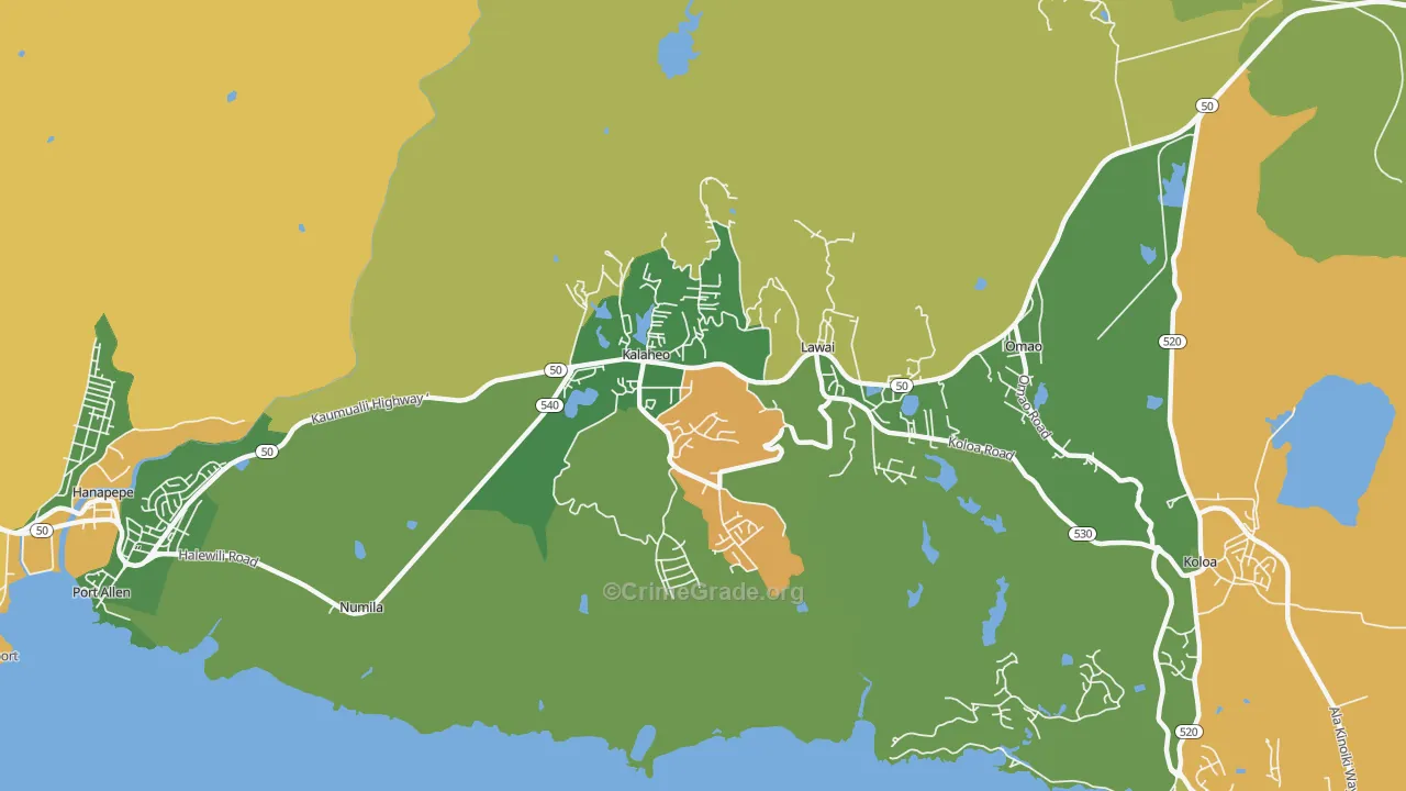 Kalaheo, HI Map of Murder Rates