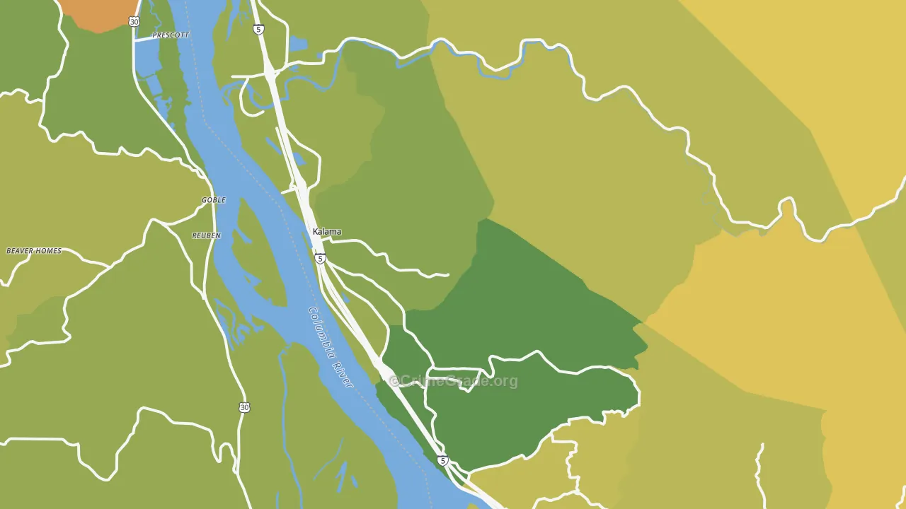 Kalama, WA Map of Murder Rates