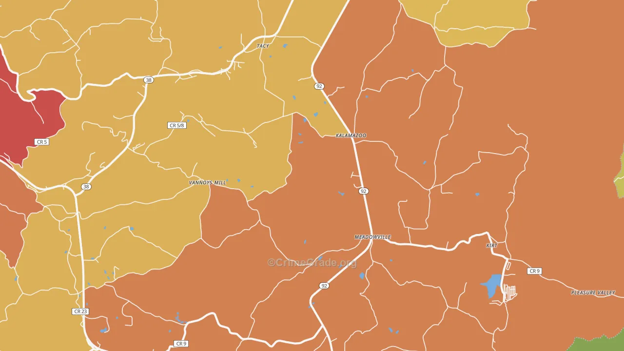Kalamazoo, WV Map of Murder Rates