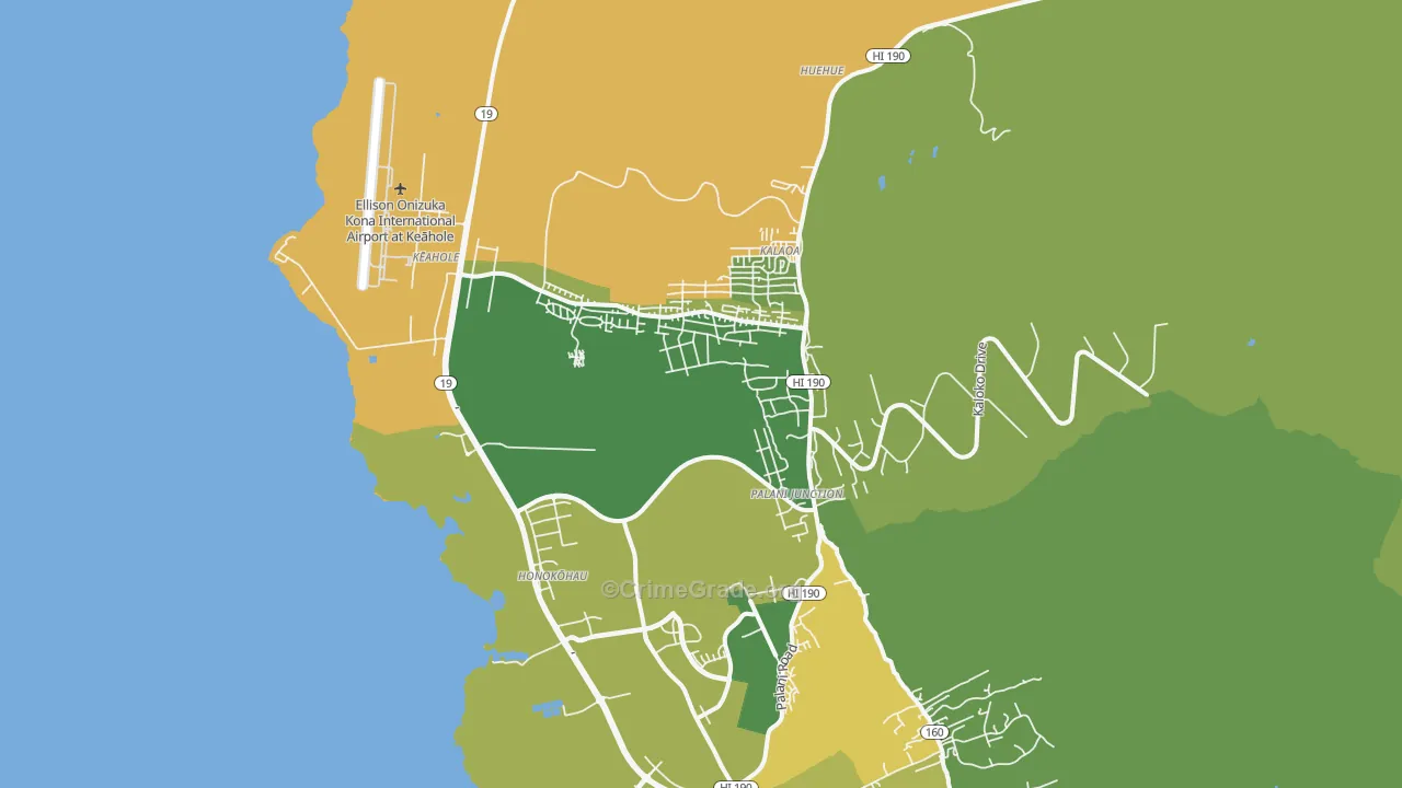 Kalaoa, HI Map of Murder Rates