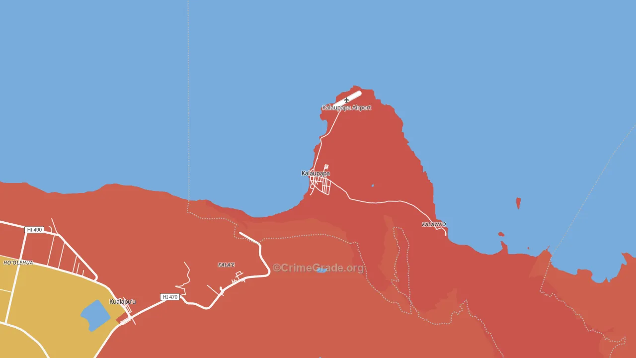 Kalawao County, HI Map of Murder Rates