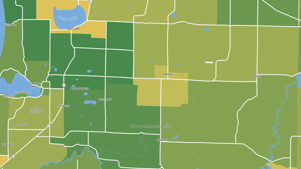 Kaleva, MI Map of Murder Rates