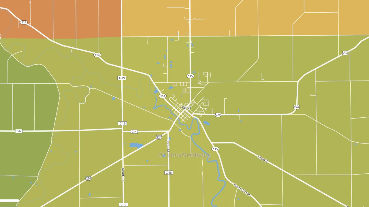 Kalida, OH Map of Murder Rates