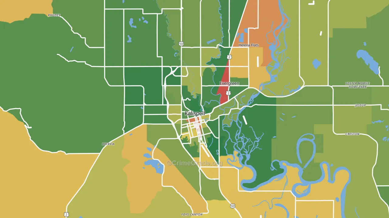 Kalispell, MT Map of Murder Rates