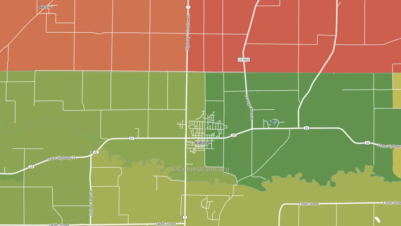 Kalona, IA Map of Murder Rates