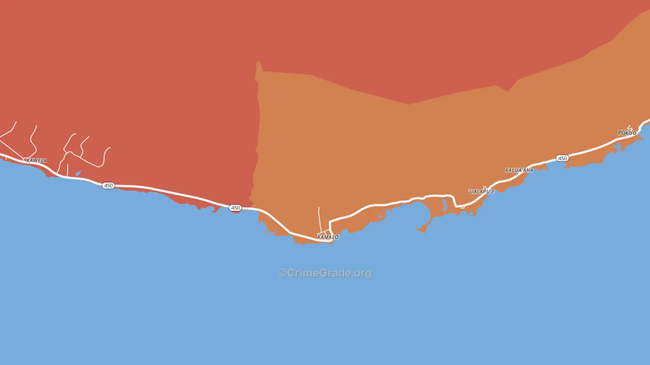 Kamalo, HI Map of Murder Rates