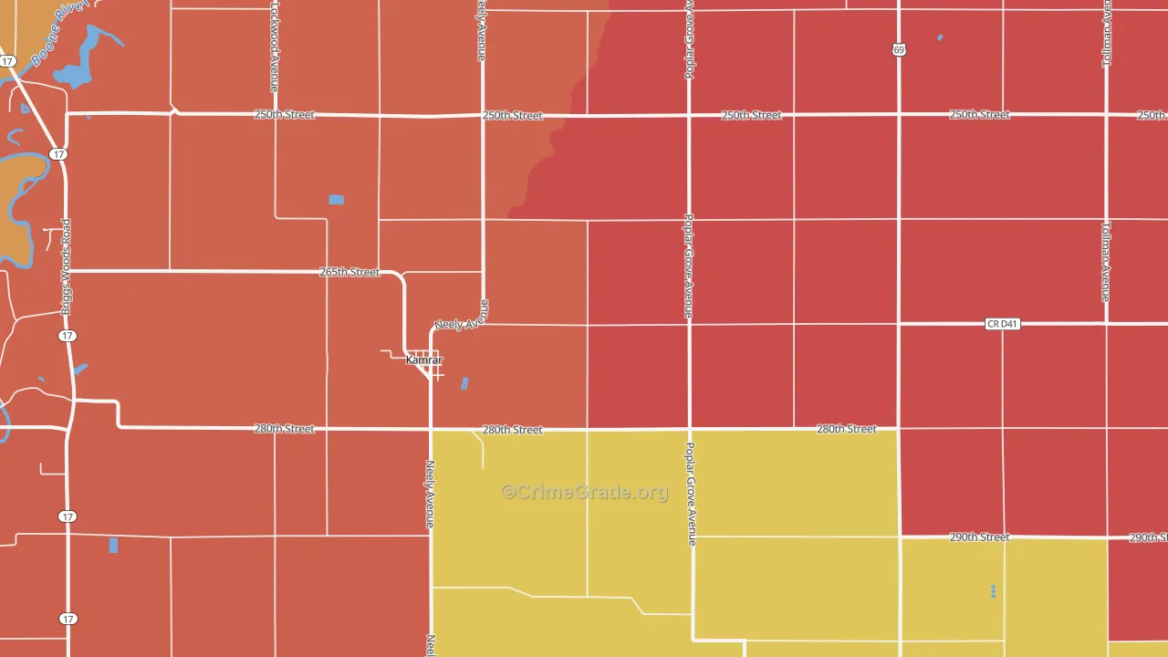 Kamrar, IA Map of Murder Rates