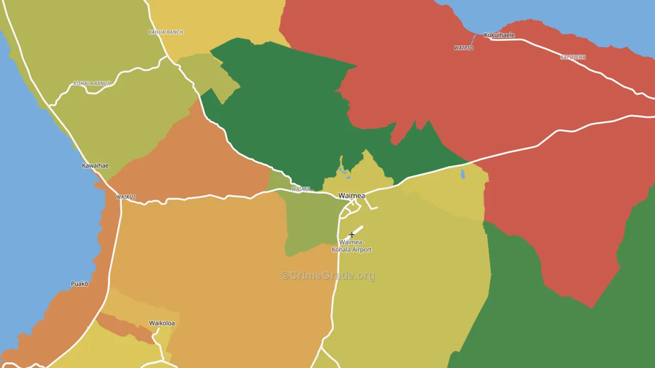 Kamuela, Waimea, HI Map of Murder Rates