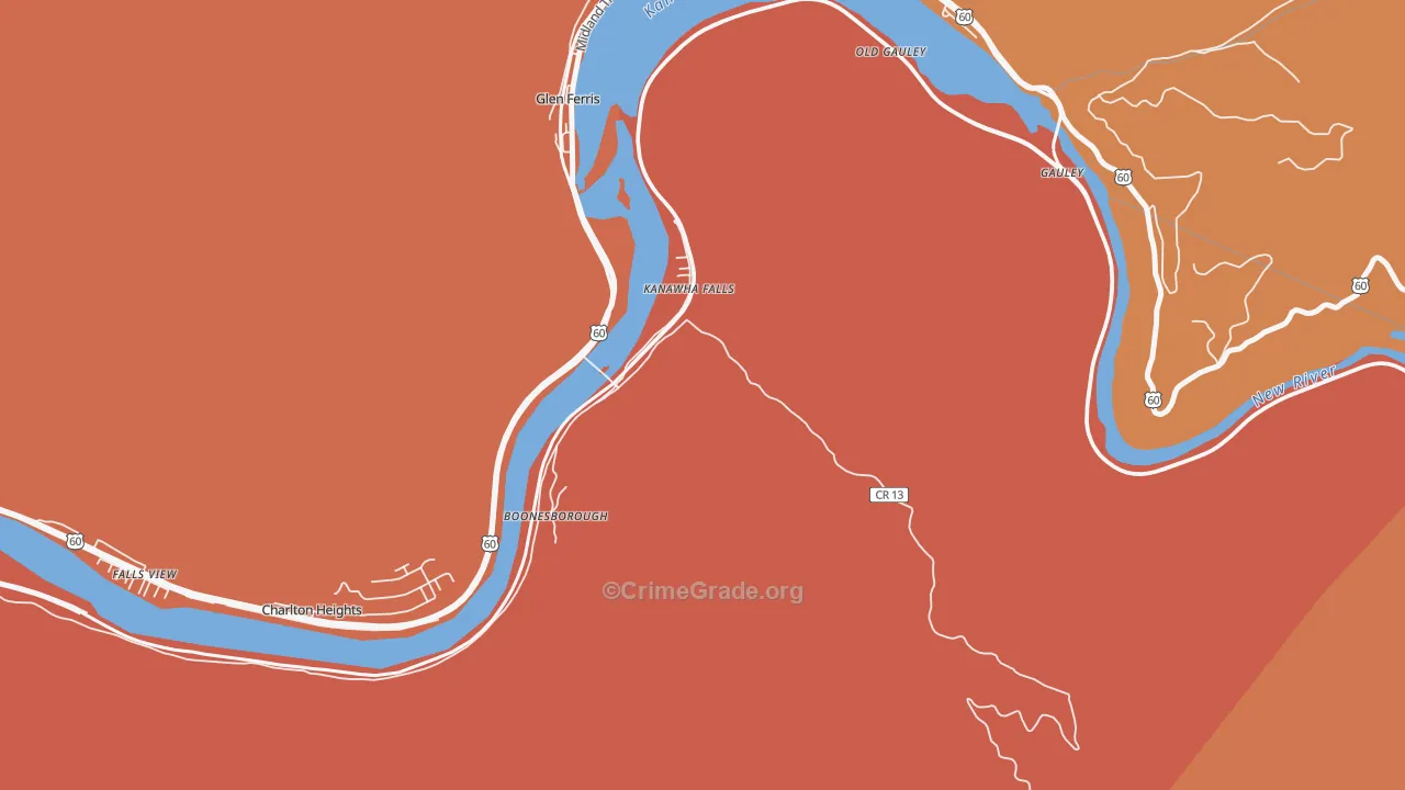 Kanawha Falls, WV Map of Murder Rates