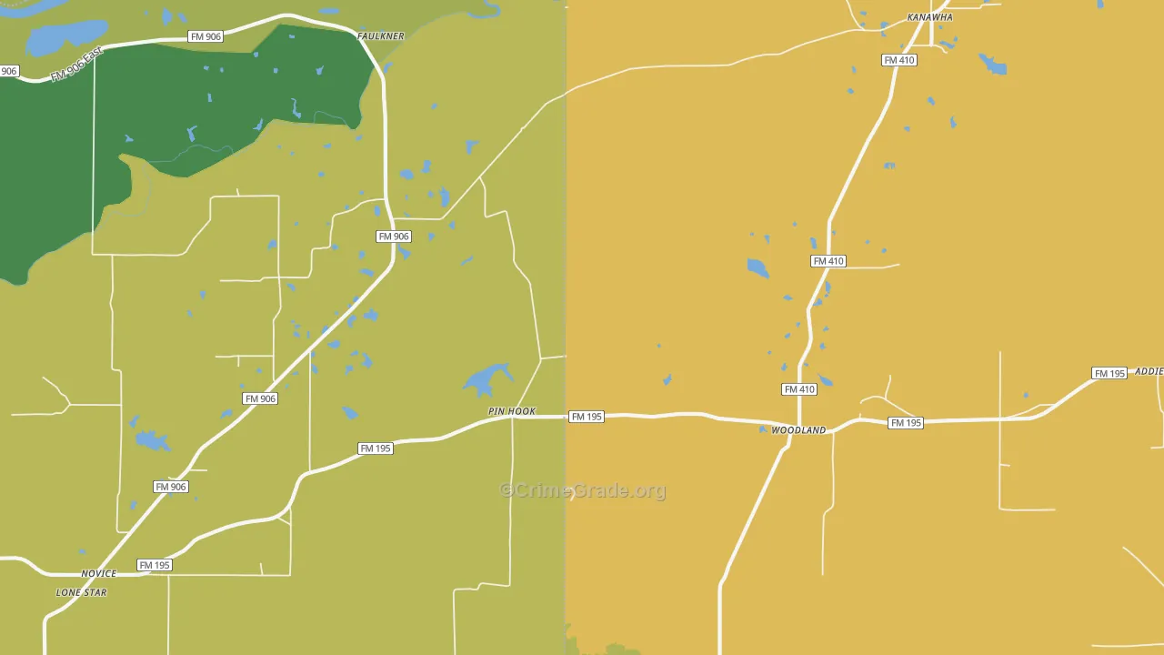 Kanawha, TX Map of Murder Rates