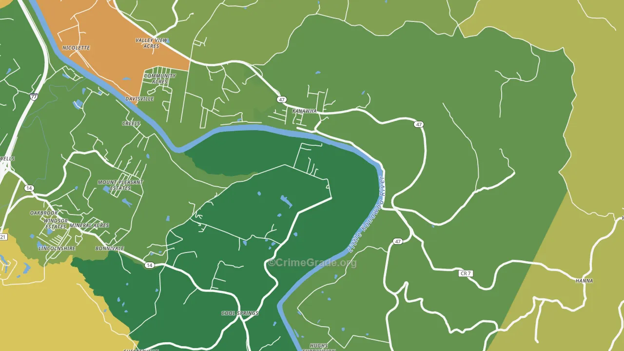 Kanawha, WV Map of Murder Rates