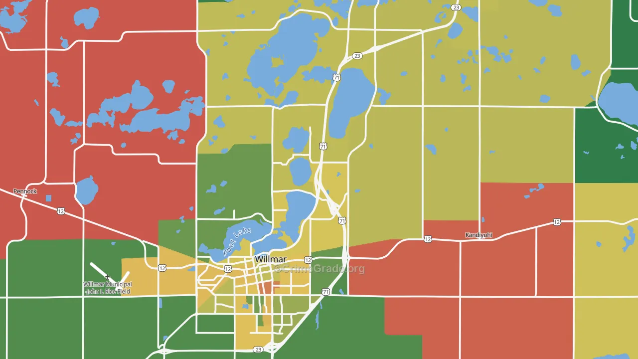 Kandiyohi County, MN Map of Murder Rates