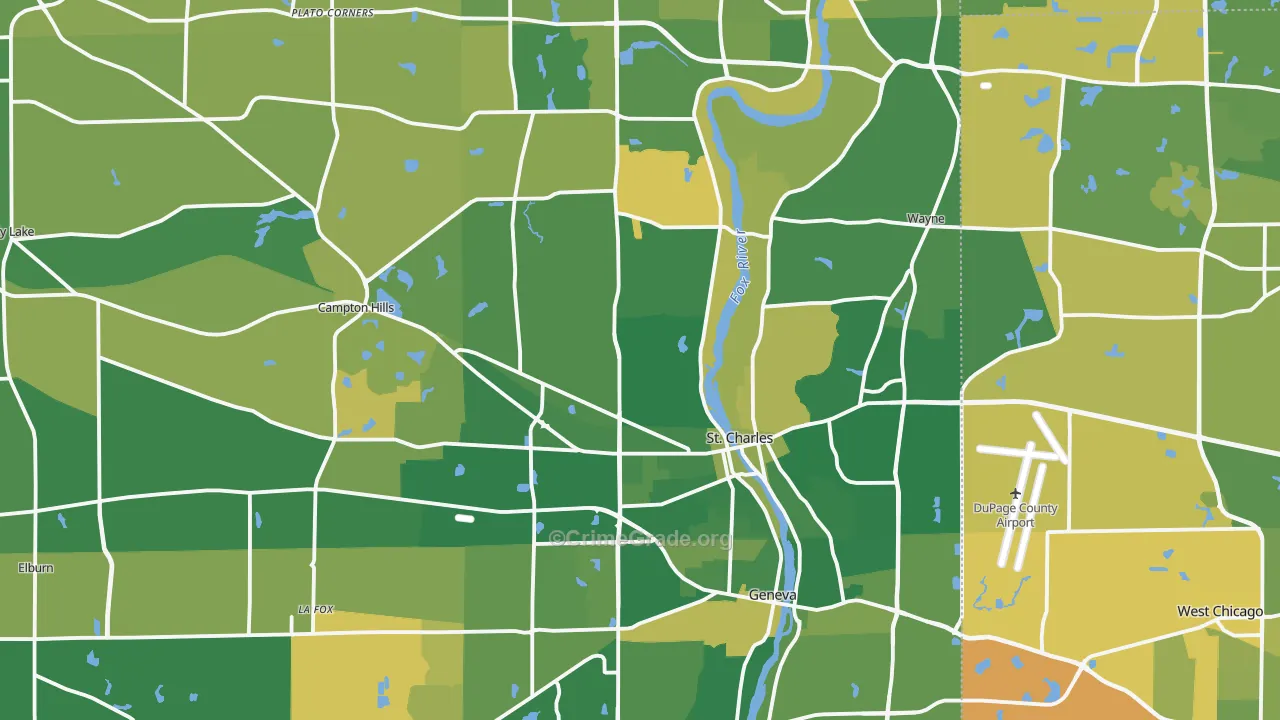 Kane County, IL Map of Murder Rates