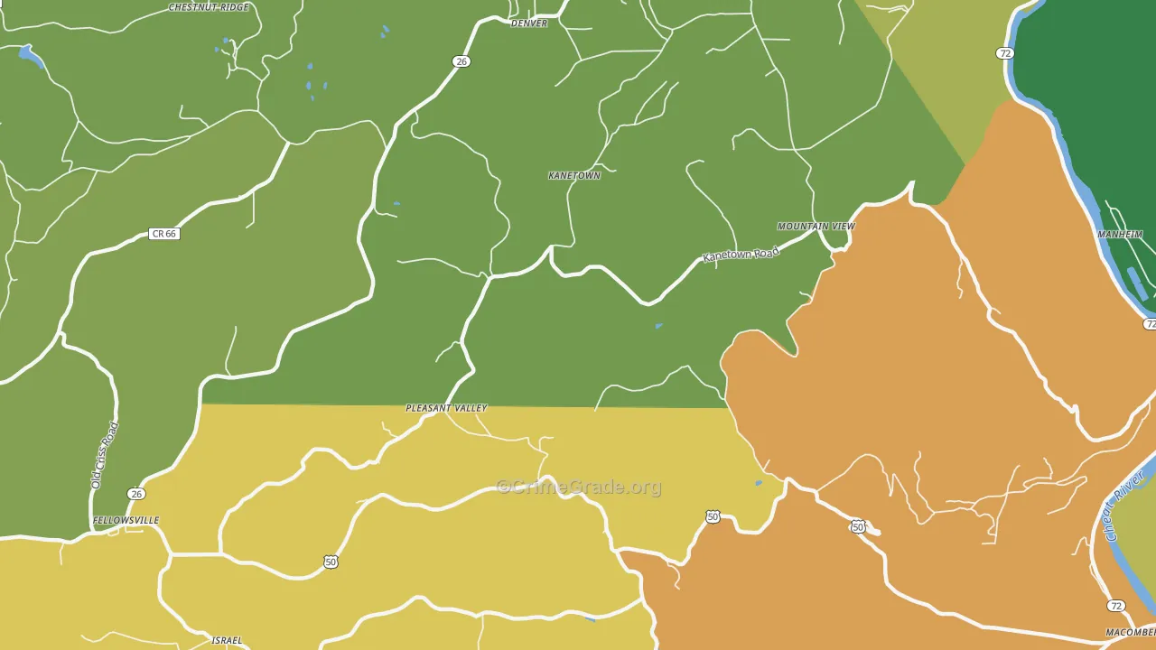 Kanetown, WV Map of Murder Rates