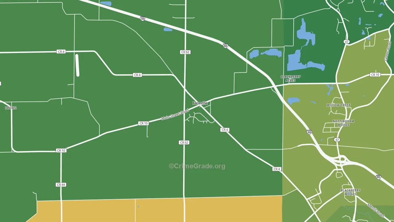 Kaneville, IL Map of Murder Rates