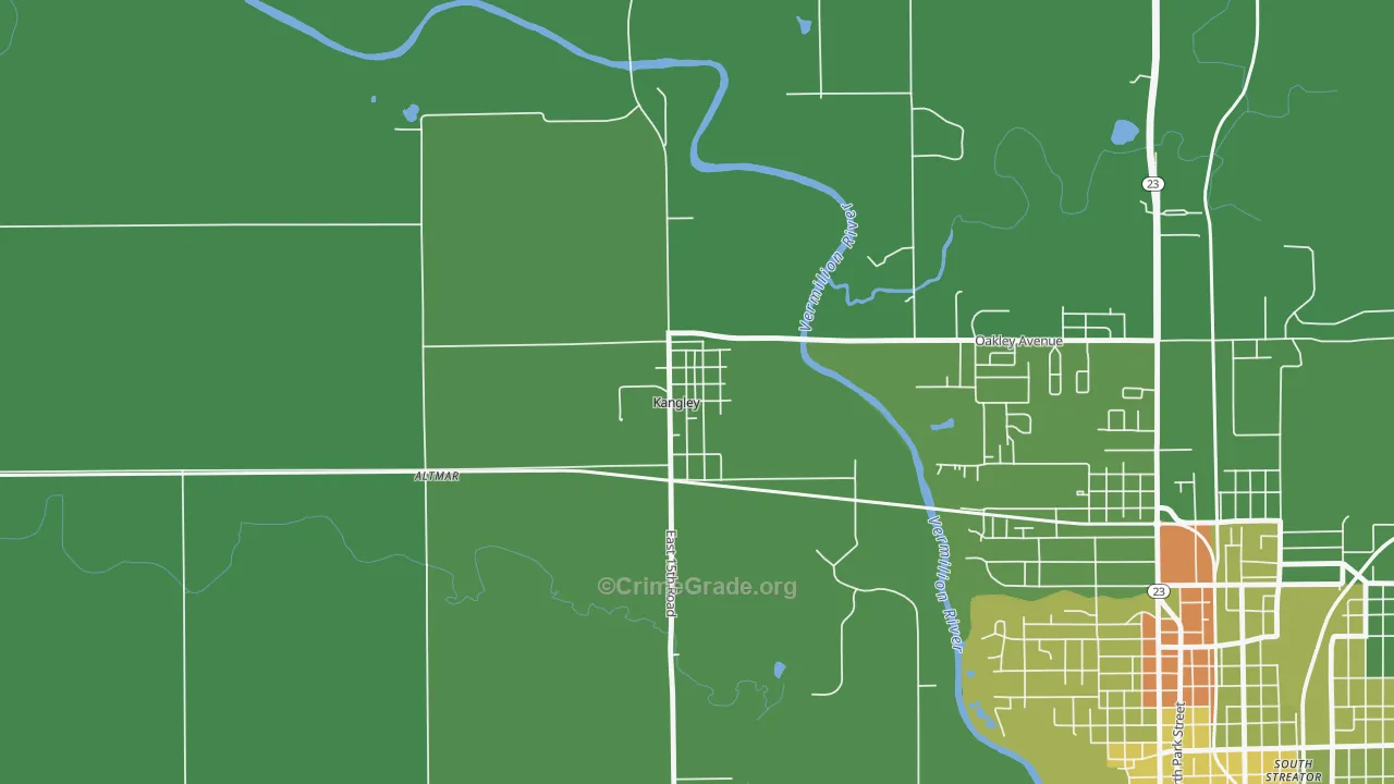 Kangley, IL Map of Murder Rates