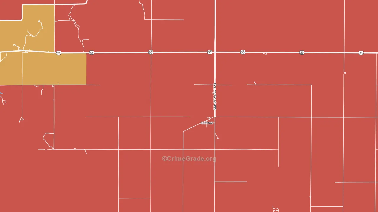 Kanona, KS Map of Murder Rates