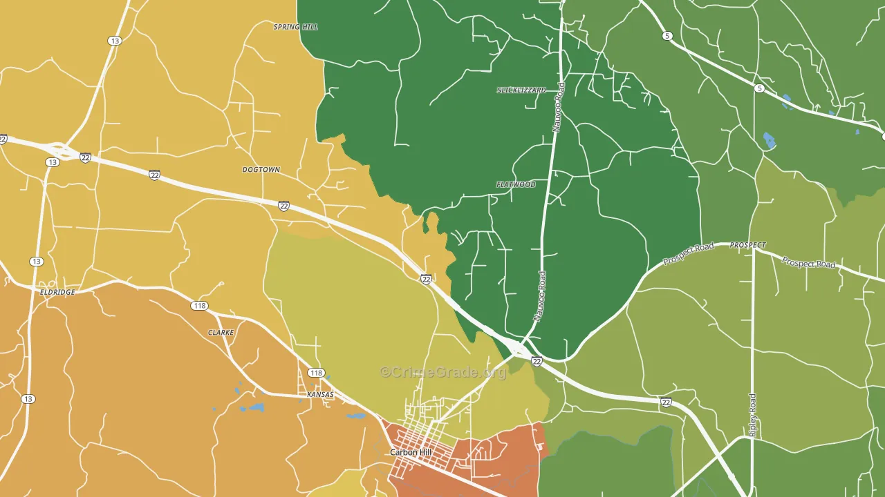 Kansas, AL Map of Murder Rates