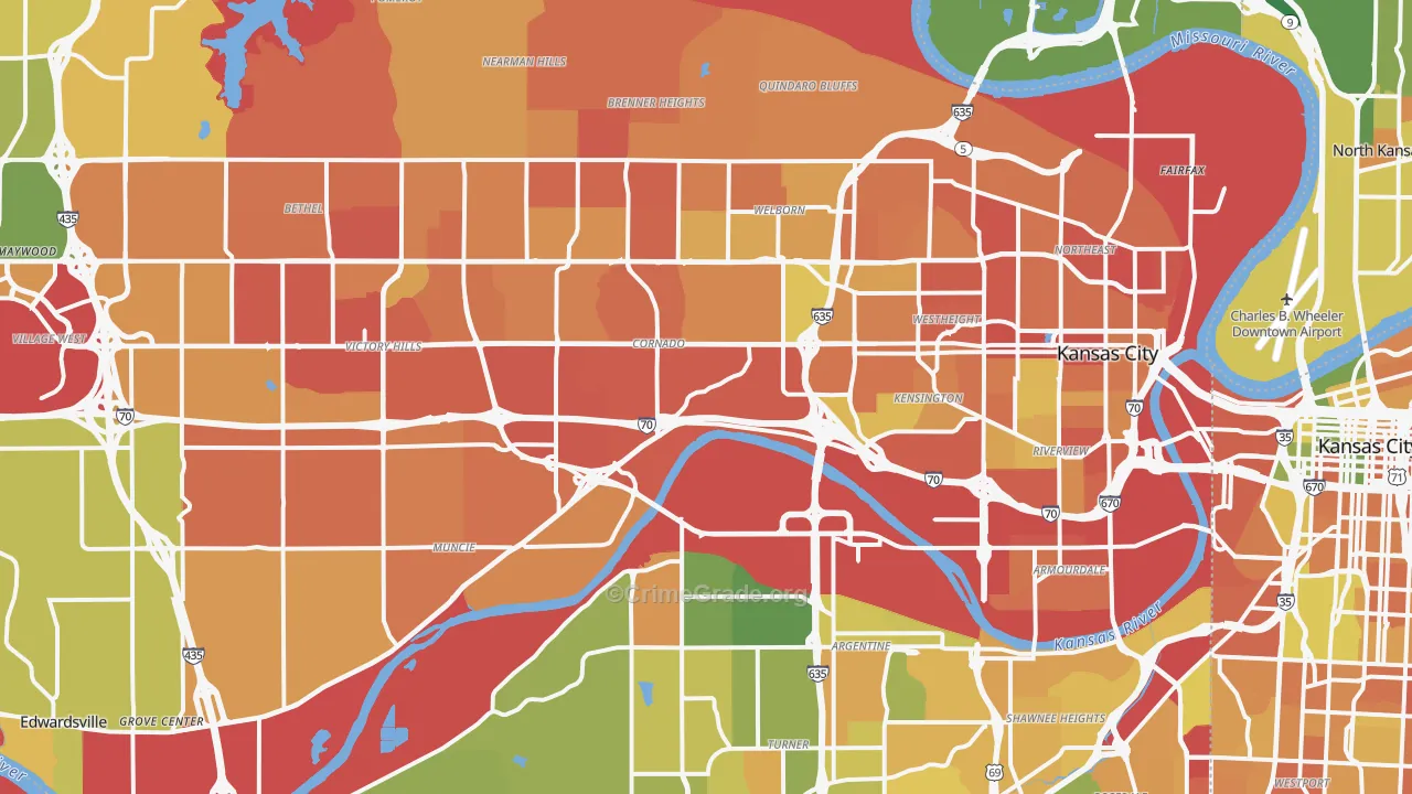 Kansas City, KS Map of Murder Rates