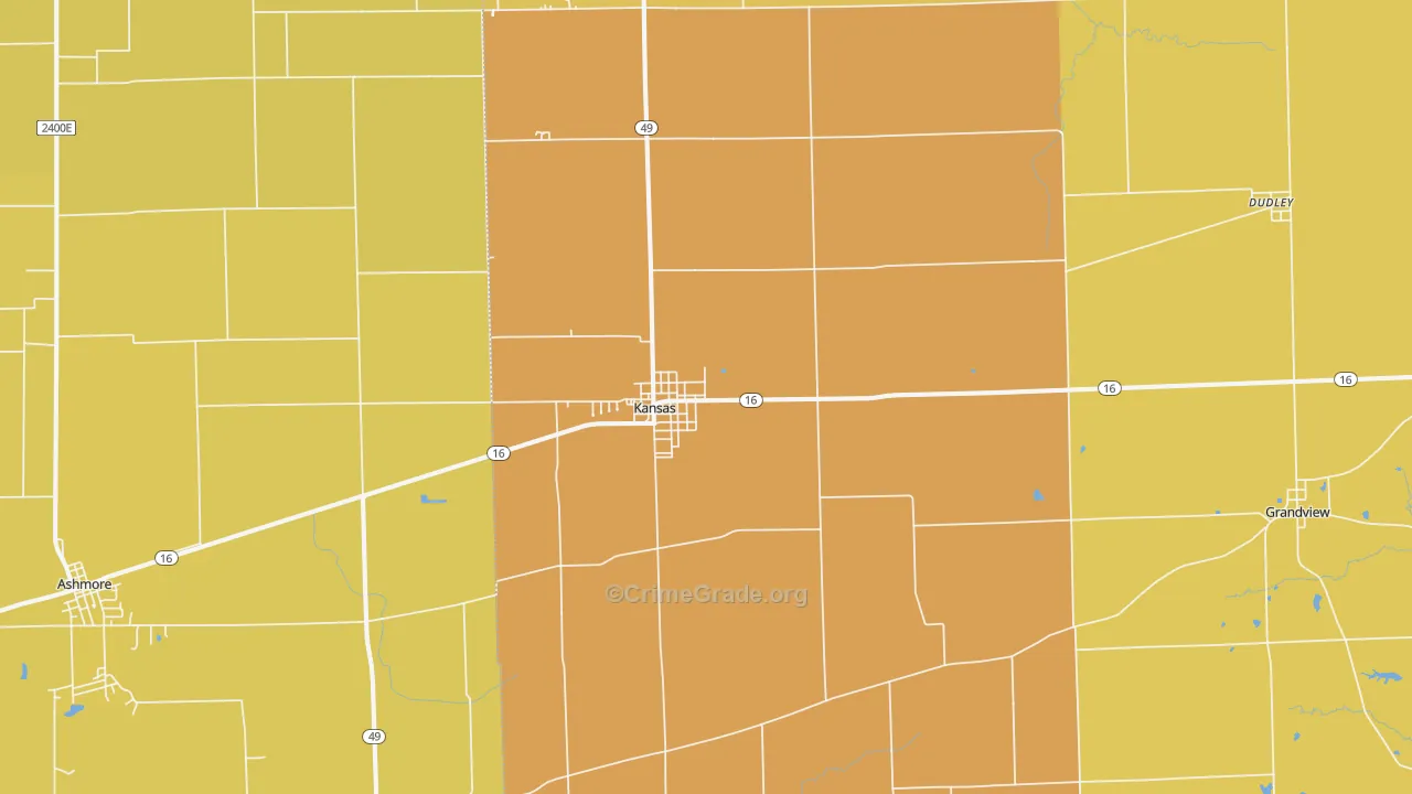 Kansas, IL Map of Murder Rates