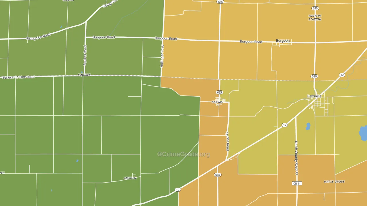 Kansas, OH Map of Murder Rates