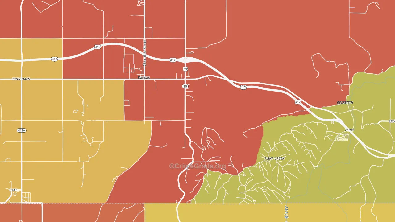 Kansas, OK Map of Murder Rates