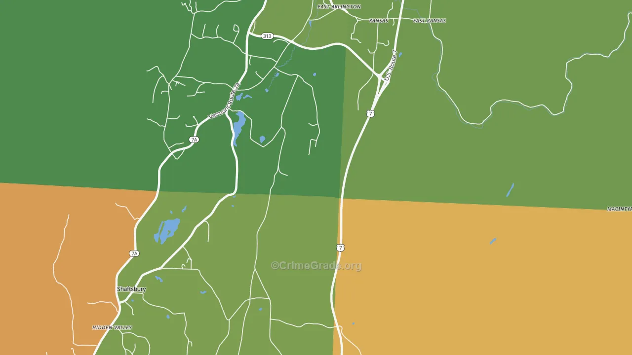 Kansas, VT Map of Murder Rates