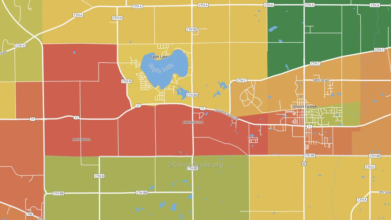 Kansasville, WI Map of Murder Rates