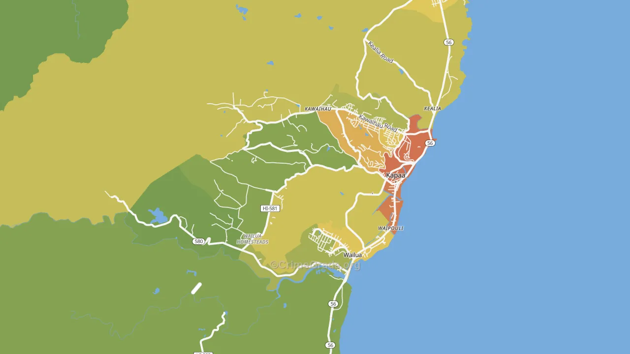 Kapaa, HI Map of Murder Rates